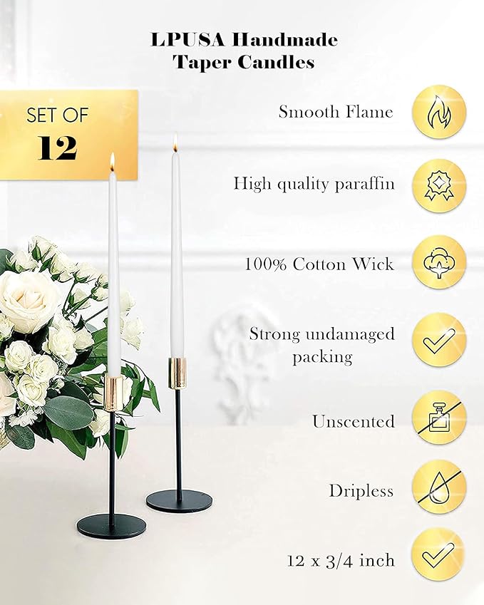 12 inch Red Gradient Taper Candles Unscented Smokeless Long Tall Tapered Candle for Candlesticks Sticks Wedding Advent Home Decor Dinner Christmas，Set of 12