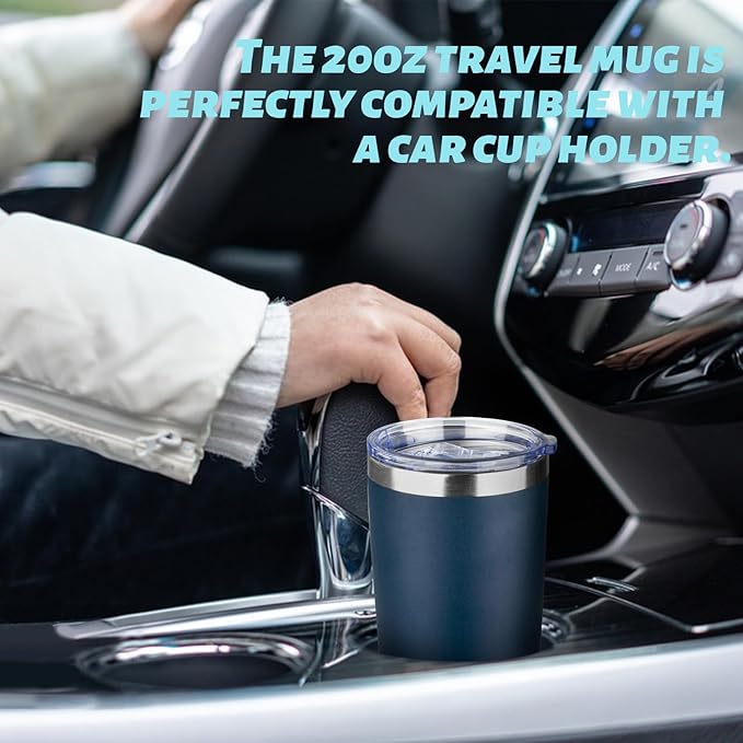 20oz Tumbler with Straw and Brush, Stainless Steel Vacuum Insulated tumbler, Double Wall Insulated Coffee Tumbler for Outdoor, Home, Travel,Office (Navy Blue,4pcs)