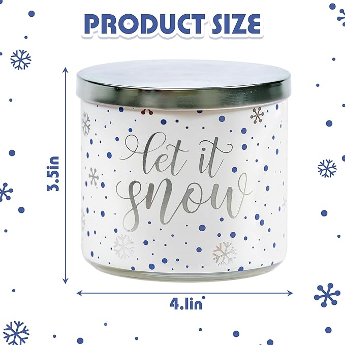 Christmas Candles, Winter Snowflakes Candle, Winter Pine Scented Candle, Large 3 Wicks, 14 oz Christmas Scented Candles