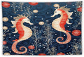 Tapestry Seahorse Christmas Kiss Beach Aesthetic Bedroom Tapestries Ocean Coastal Beach Wall Tapestries Home Decoration for Bedroom Living Room Dorm Landscape 60"x90" Christmas Family Party