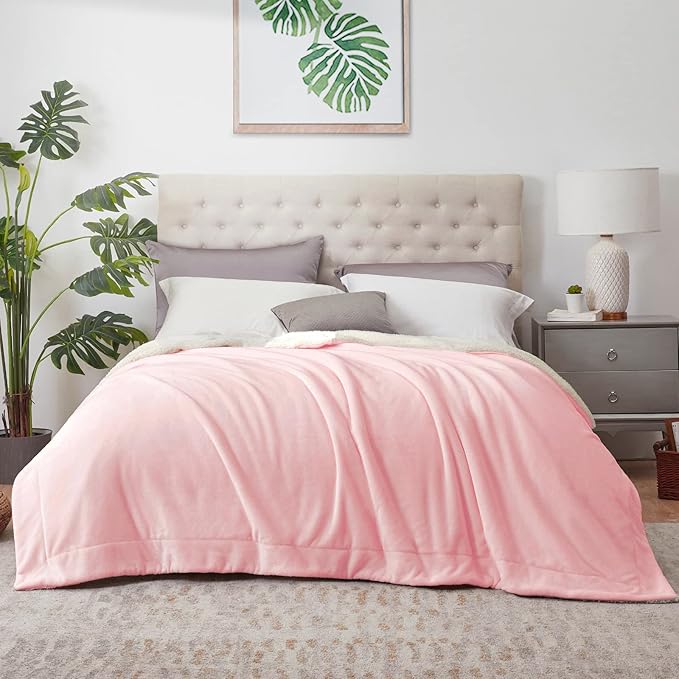 Walensee Sherpa Fleece Blanket (Twin Size 60”x80” Pink) Plush Throw Fuzzy Super Soft Reversible Microfiber Flannel Blankets for Couch, Bed, Sofa Ultra Luxurious Warm and Cozy for All Seasons