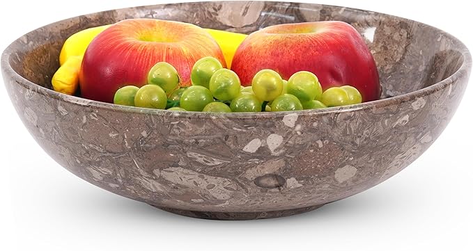 Radicaln Marble Fruit Bowl 10" Inches Oceanic Handmade Fruit Dish for Kitchen Counter, Decorative Bowl for Dining Table, Coffee Table Centerpiece, Banana Holder, Home Decor Accent & Candy Bowl