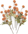Floroom 5pcs Burnt Orange Faux Silk Mums Artificial Flowers, Bulk Fake Small Mini Chrysanthemums with Stems for DIY Terracotta Wedding Centerpieces Floral Arrangements Vase Fillers Home Decorations