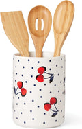 Kate Spade New York Vintage Cherry Dot 4-Piece Utensil Crock Set, 3.90, White