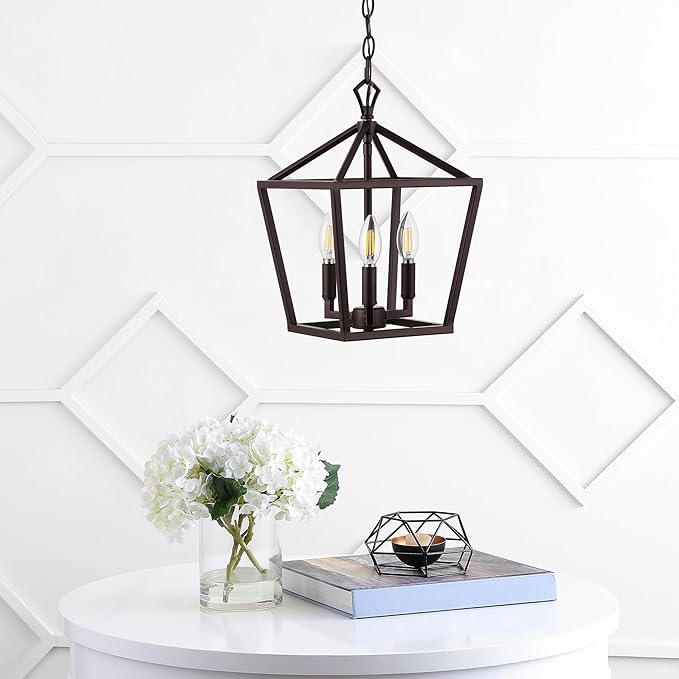 JONATHAN Y JYL7601A Pagoda Lantern Dimmable Adjustable Metal LED Pendant Classic Traditional Farmhouse Dining Room Living Room Kitchen Foyer Bedroom Hallway, 10 in, Oil Rubbed Bronze