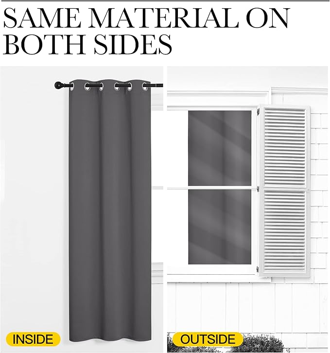 NICETOWN Bedroom Blackout Curtains Panels - Triple Weave Energy Saving Thermal Insulated Solid Grommet Blackout Draperies for Patio (1 Pair, 55 inches by 96 Inch, Grey)
