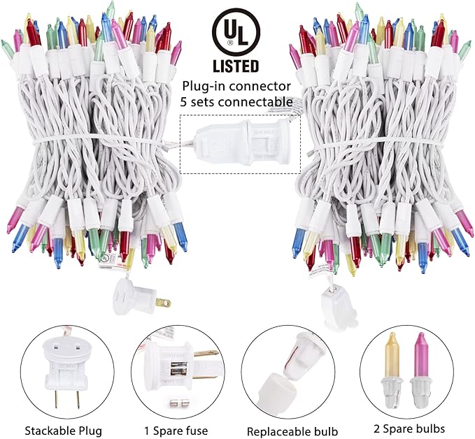 Easter Decorations Mini String Lights - 26.5 feet 100 Count Mini Light Set on White Wire Plug in End to End Connectable for Indoor Outdoor Party Yard Garden Patio Home Easter Decor, Multicolored