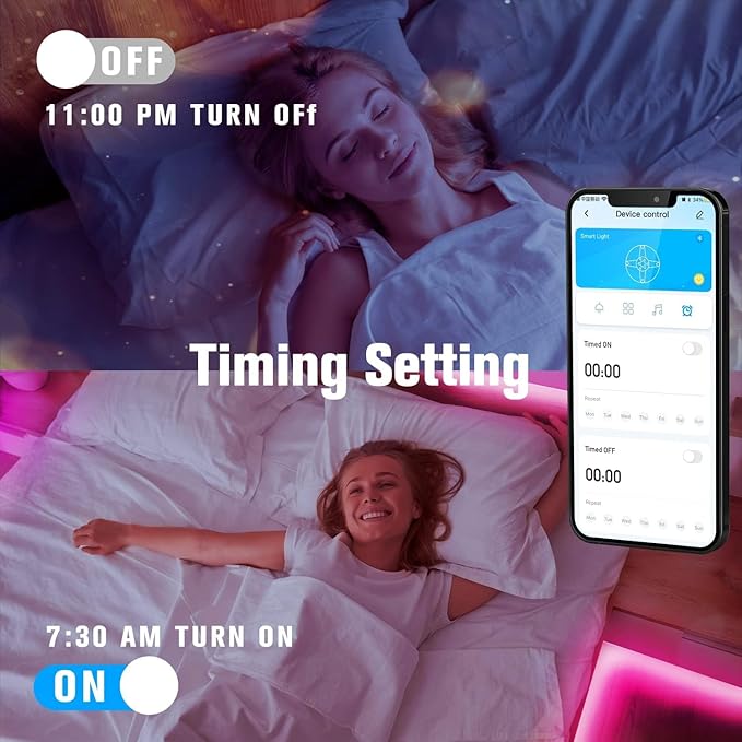 DAYBETTER LED Strip Lights 200ft (2 Rolls of 100ft), Color Changing Lights Strip for Bedroom, Desk, Indoor, Room Bedroom, Girl Boy Brithday Gifts RGB Decor with Remote and 24V Power Supply