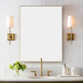 27x36 Inch Orange Gold Bathroom Mirror for Wall, Aluminum Frame Rectangle Rectangular Vanity Mirror, Modern Large for Bedroom, Living Room, Horizontal or Vertical