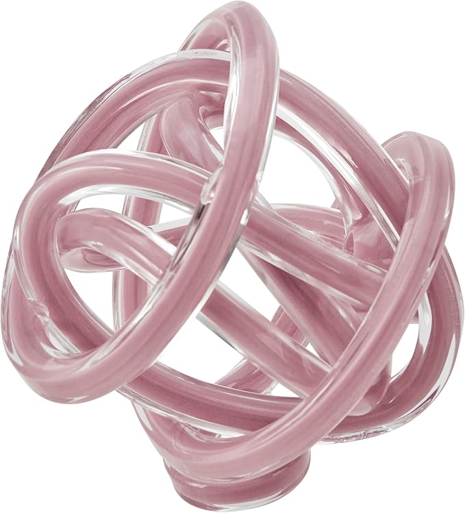 Danya B Nox Modern Glass Knot Loop Abstract Tabletop Sculpture - Smooth Light Purple or Textured Black Rope (Smooth Light Purple)