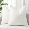 decorUhome Couch Throw Pillow Covers 26x26 Set of 2, Decorative Soft Euro Neutral Chenille Pillow Covers with Elegant Design for Sofa Bed Living Room Home Decor, Cream White