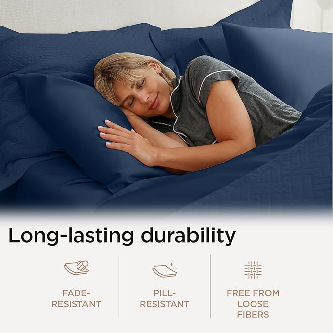 Threadmill Luxury 800 Thread Count California King 100% Cotton Sheets - Folkstone Blue Sateen Weave Bed-Sheets, Better Than Egyptian Cotton, 4 Pc Solid Bed Set, Fits 16" Deep Pocket