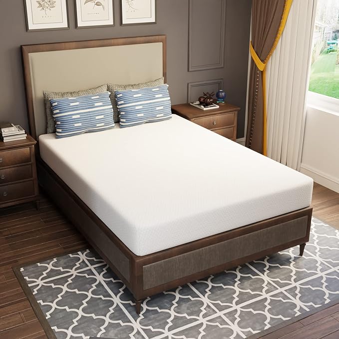 PayLessHere 8 inch Memory Foam Mattress Cooling Gel Green Tea Infused Mattress,Fiberglass Free,CertiPUR-US Certified,Cooler Sleep Supportive & Pressure Relief,White Full
