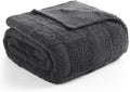 Snuggle Sac Faux Fur Checkered Blanket Twin Size with Soft Knitted Microfiber Fabric,Cozy Soft Warm Blanket for Sofa Bedroom Living Room,Solid Dark Grey,60x80 inches