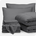 Bare Home Bed-in-A-Bag 8 Piece Comforter & Sheet Set - Split California King - Goose Down Alternative - Ultra-Soft 1800 Premium Bedding Set (Split Cal King, Grey/Grey)