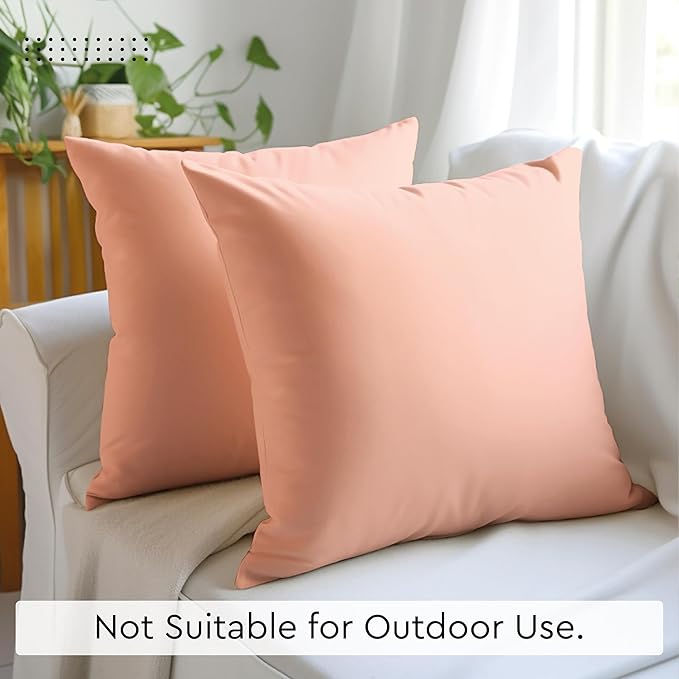 Encasa XO Throw Pillow Covers 20x20 in Set of 2 Powder Pink | No Inserts | Cotton Pillow Covers for Living Room, Bed, Sofa, Couch | Decorative Cushion Covers with Improved Zippers