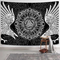 Viking Art Tapestry, Ancient Rune Dragon Totem Nordic Art Wall Hanging Tapestries, Mysterious Meditation Tapestry Wall Hanging for Living Room Bedroom Viking Decor