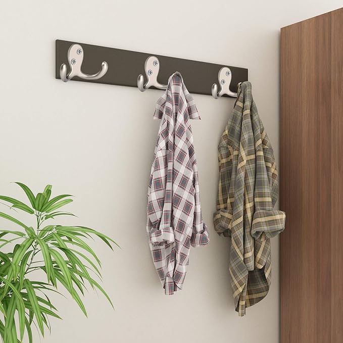 IBosins 8 Pack Heavy Duty Double Prong Coat Hooks Wall Mounted with 16 Screws Retro Double Hooks Utility Hooks for Coat, Scarf, Bag, Towel, Key, Cap, Cup, Hat