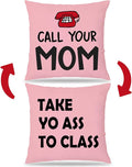 College Dorm Decor, Funny Call Your Mom Pillow Covers 18x18 Double-Sided, Back to School Gifts for Students, Gifts for College Students Girls Boys Freshmen, Dorm Room Accessories（Pink）