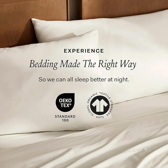 BOLL & BRANCH Signature Hemmed Sheet Set - California King, Cream - Luxury 100% Organic Cotton - Includes 1 Flat, 1 Fitted, 2 Pillowcases - Buttery Soft