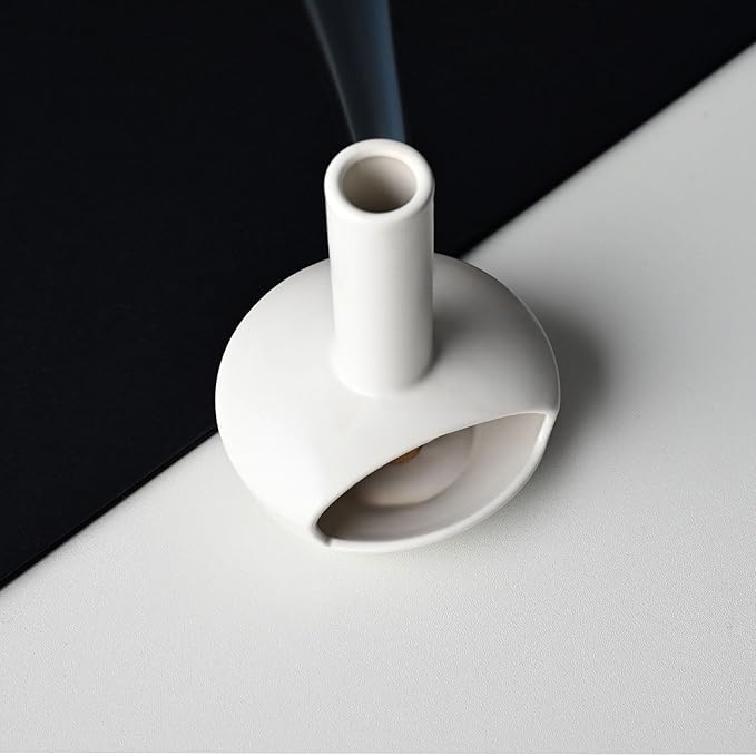 Cute Ceramic Palo Santo Holder – Handcrafted Modern Incense Cone Burning Stand – Adorable Smudge Bowl for Yoga Aromatherapy & Meditation for Home Decor – Unique Chimney Design