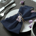Handmade Cloth Napkins 100% Cotton Napkins with Fringe，Delicate Handmade Cloth Napkins for Dinners, Parties, Weddings and More，18 x 18 Inch Set of 12 - Navy Blue