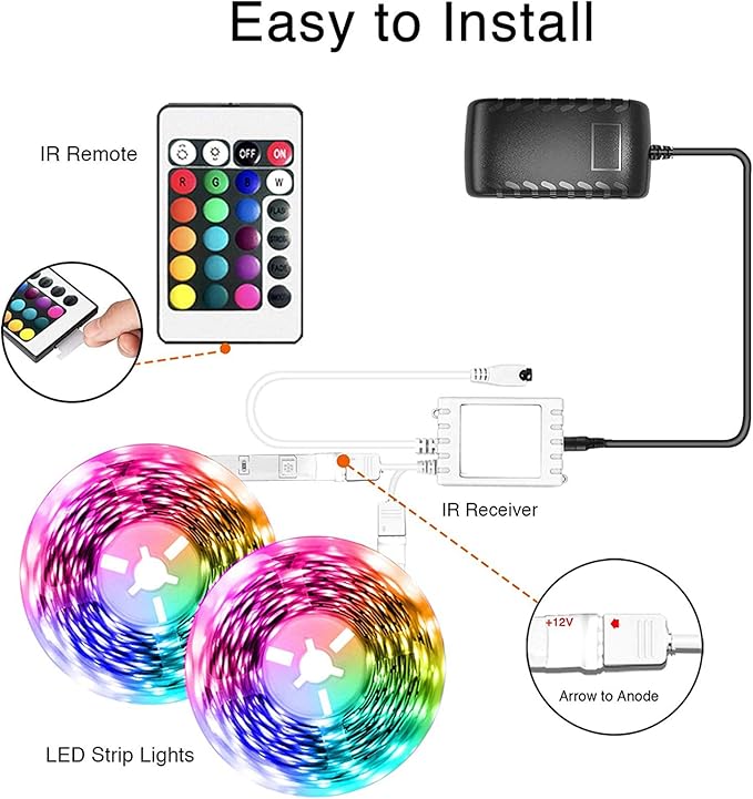dalattin Bluetooth Led Lights for Bedroom 100ft,Smart Led Strip Lights with App Control Remote Control, RGB LED Light Strips,Music Sync Color Changing Room Decoration Party, (2 Rolls of 50ft)