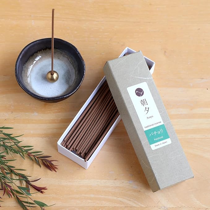 Asayu Japan Traditional Incense Sticks Patchouli Scent 20g (0.71oz) Sampler for Evening Meditation, Relax or Yoga, Made in Japan Quality