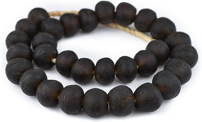 Jumbo Recycled Glass Beads, 21–25mm – African Sea Glass for Wall Hangings, Coffee Table Decor, Shelf Styling, and Home Accents – (Dark Brown) – The Bead Chest
