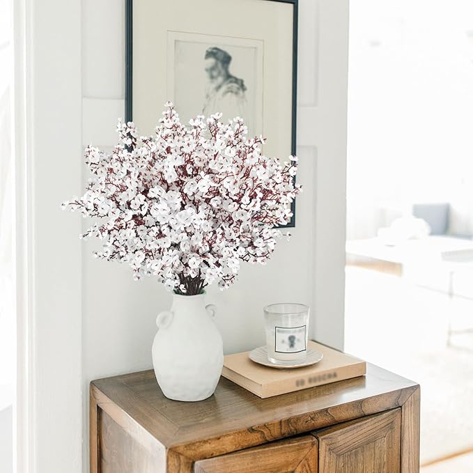 Uieke 30 Pcs Babys Breath Artificial Flowers Fake Silk White Flowers Faux Gypsophila Bouquet Real Touch Floral for Home Wedding Party Centerpieces DIY Décor