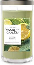Yankee Candle Medium Pillar Scented Candle with up to 115 Hour Burn Time, Premium Plant Wax Blend for Consistent Burn, 14.25 oz Pillar Candle with Room Filling Fragrance, Sage & Citrus
