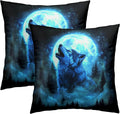 Forest Wolf Throw Pillow Covers - Galaxy Wolves Howling Pillow Covers 16x16 Set of 2 Nature Wolves Pillowcase Animal Cushion Covers Decor for Home Couch Bed Sofa