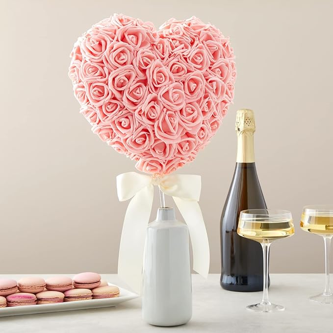 Juvale Artificial Roses for Wedding Decor - 3-Inch Pink, 100 Pack - Realistic Artificial Flowers for Centerpiece Table Decorations