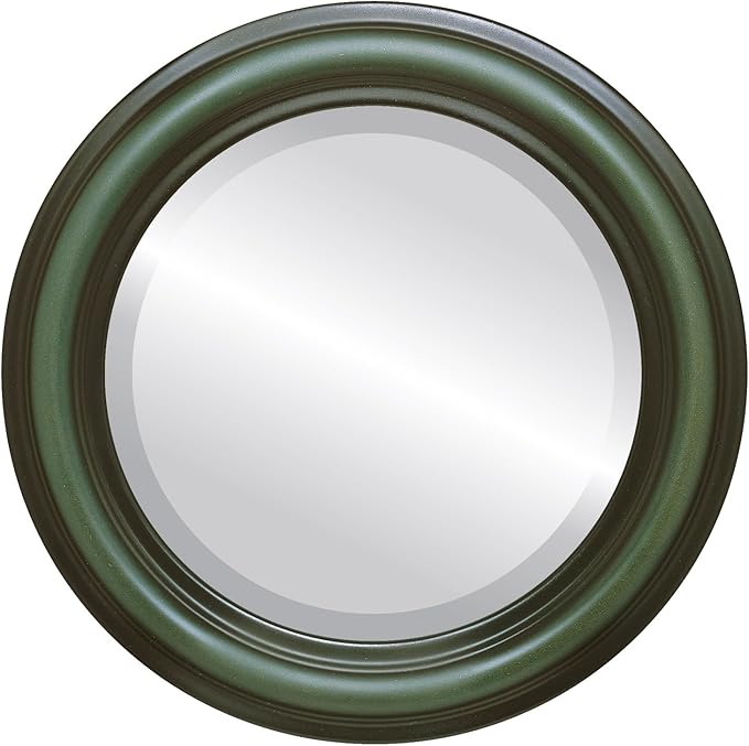 OVALCREST Round Beveled Wall Mirror for Home Decor - Philadelphia Style - Hunter Green - 34x34 Outside Dimensions