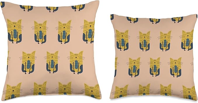 Cute Scandinavian Animals Designs Scandinavian Cat Boho Pattern Throw Pillow, 16x16, Multicolor