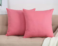 TangDepot Set of 2 Handmade Decorative Solid 100% Cotton Canvas Throw Pillow Covers/Cushion Covers, 45 Colors Available - (18"x18" 2 Pieces, Pink)