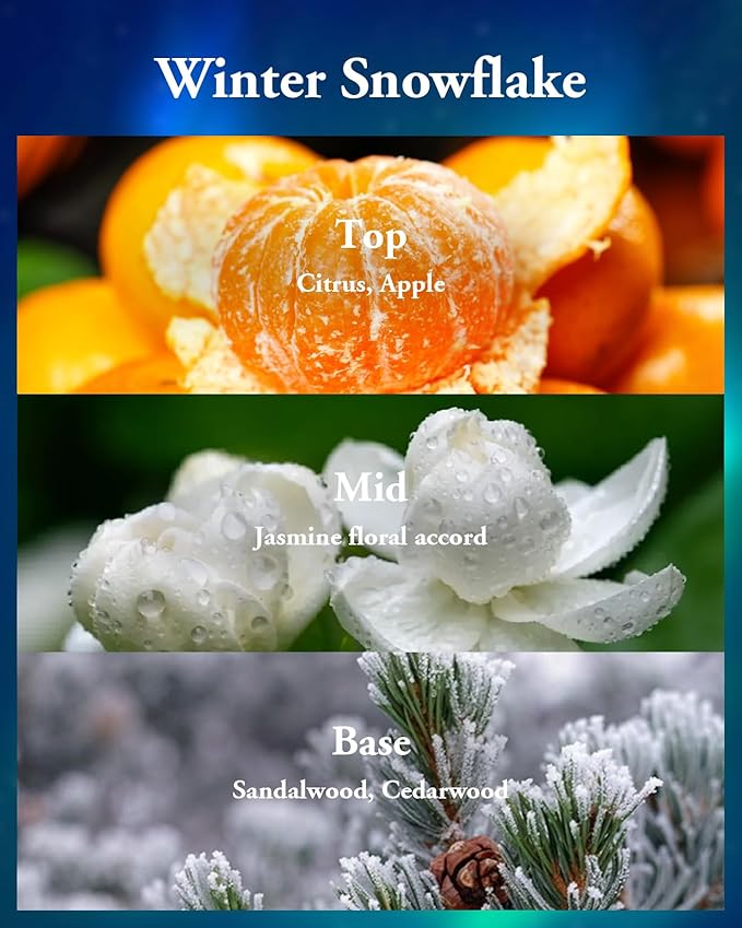 M&SENSE Christmas Candles Winter Snowflake Scented, Soy Wax 12.7oz 75 Hours Non Toxic Clean Burn, Double Wick Holiday Relaxing Aromatherapy Candle for Home, Luxury Candle Gifts for Women