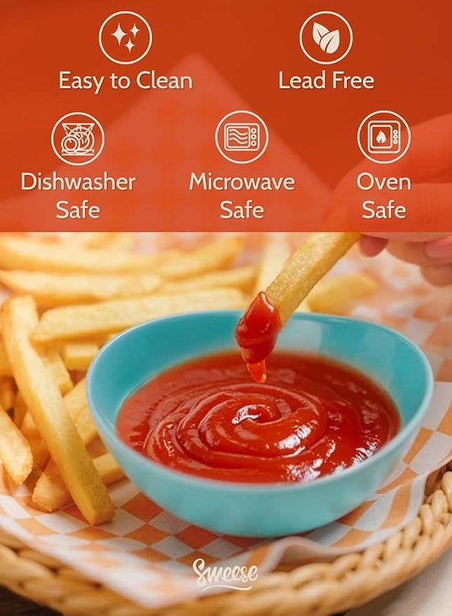 Sweese Porcelain Small Bowls 4 oz Set of 6 - Assorted Colors for Dipping, Snack, Sauce, Side Dishes - Microwave Dishwasher Safe