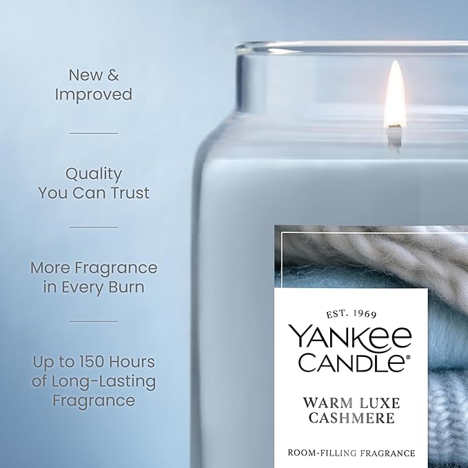 Yankee Candle, Warm Luxe Cashmere Fall Scented Candle, 22oz Large Jar with up to 150 Hour Burn Time