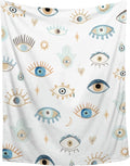 Evil Eye Pattern Throw Blanket Super Soft Cozy Plush Fleece Blanket Decorative Fuzzy Lightweight Blankets for Sofa Couch Bed Camping, 50"x60"-Teens/Travel Size