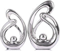XMGZQ Home Decor Accent,Porcelain Art Mid Century Bookshelf Decorations,Gold Centerpieces for Tables,Abstract Ceramic Statue Sculpture for Coffee Table Mantel Tv Stand Centerpieces (Silver, Small)