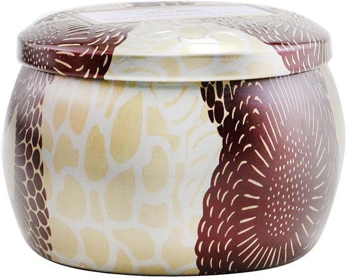 Voluspa Gilt Pomander & Hinoki Candle | Mini Tin | 4 Oz. | 25 Hour Burn Time | Coconut Wax for Clean Burning