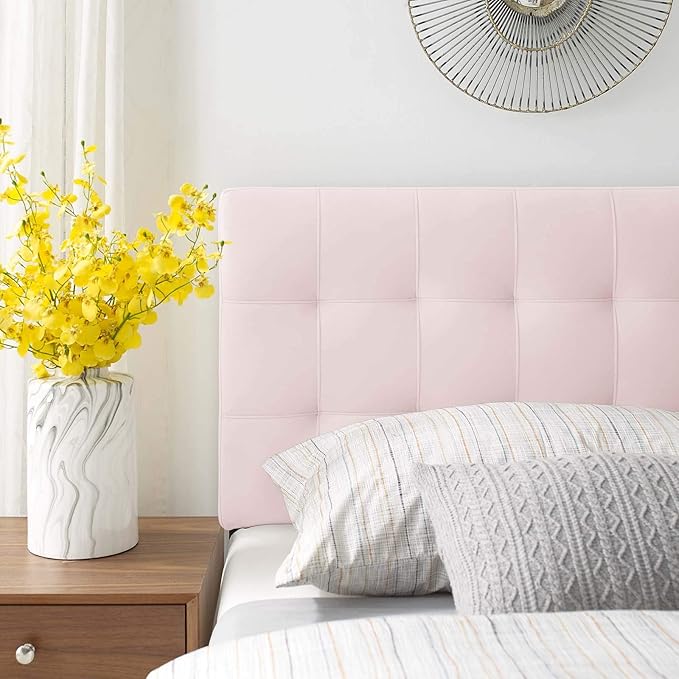 Modway Lily Biscuit Tufted Twin Performance Velvet Headboard, Pink