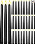 Funtery 48 Pcs Black Flameless Taper Candles 11 Inch Halloween Battery Operated Candles Bulk LED Candlesticks Flickering for Halloween Party Indoor Decoration
