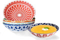 Annovero Pasta Bowls - Bowl Plates for Serving Soup, Salad, Dinner - Decorative Colorful Porcelain for Kitchen - Microwave, Dishwasher, Oven Safe - Zero Lead & Cadmium - 42 Oz - Set of 6