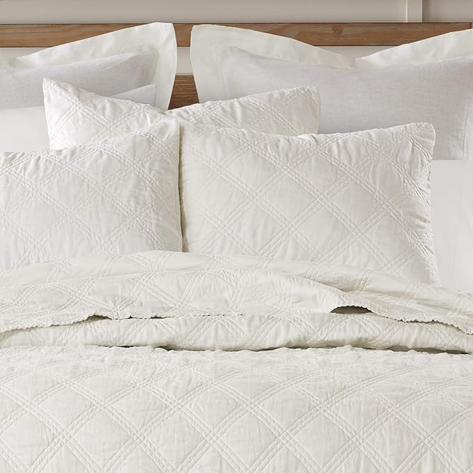 Levtex Home - 100% Linen Front/100% Cotton Back - Full/Queen Quilt - Washed Linen - Cream - Quilt Size (88 x 92in.)