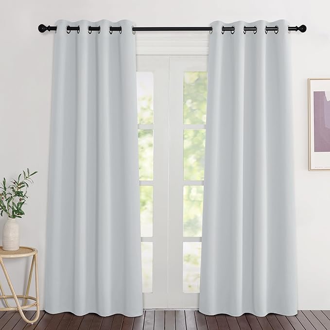 NICETOWN Greyish White Curtains 84 inch Length 2 Panels, Grommet Thermal Insulated Window Treatments Light & Sound Reducing Drapes for Living Room/Bedroom, W46 x L84