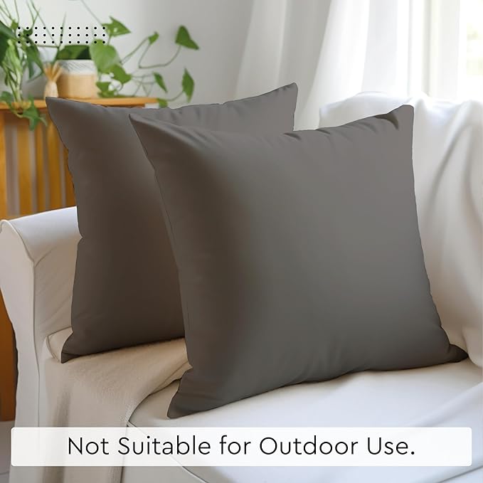 Encasa XO Throw Pillow Covers 12x12 in Set of 2 Grey | No Inserts | Cotton Pillow Covers for Living Room, Bed, Sofa, Couch | Decorative Cushion Covers with Improved Zippers