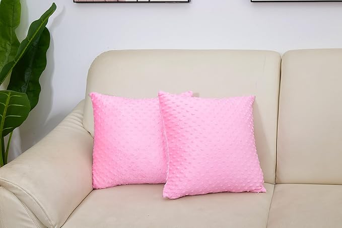 2 Packs Throw Pillow Covers, Neutral Decorative Couch Pillow Cover for Living Room Bed Sofa Rustic Farmhouse Boho Home Decor, Soft Plush Cushion Case Slipcover (Hot Pink, 16"x 16")