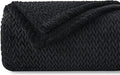 NEWCOSPLAY Super Soft King Blanket Black Premium Silky Flannel Fleece Leaves Pattern Lightweight Bed Blanket All Season Use (Black, King(90"x110"))